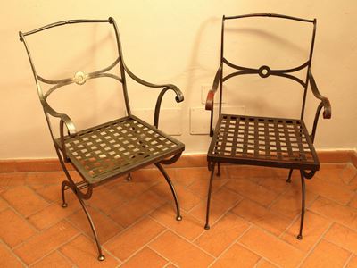 Serie di Tre Poltroncine in Ferro Battuto