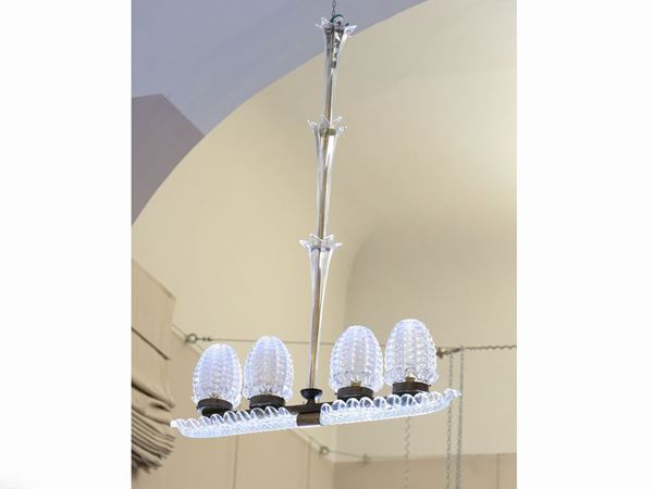 A blown glass chandelier and en pendant appliques