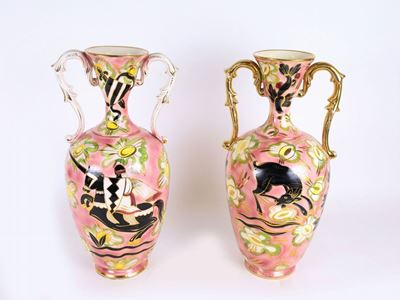 Coppia di Vasi in Ceramica Smaltata