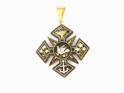 Pendente in Argento a Micromosaico con Maglia in Oro Giallo