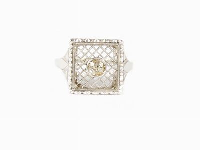 Anello da Mignolo in Oro Bianco e Diamante