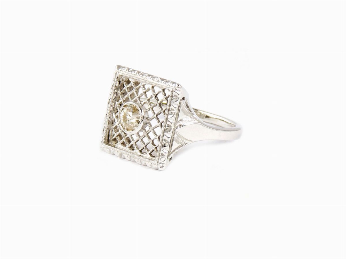 Anello da Mignolo in Oro Bianco e Diamante