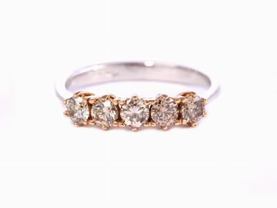 Fede in Oro Giallo e Bianco con Diamanti Brown
