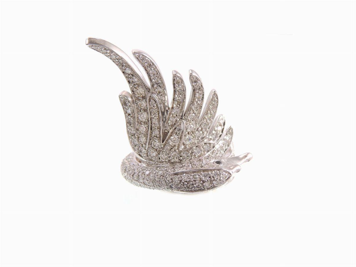Anello Animalier in Oro Bianco 585/1000 e Diamanti