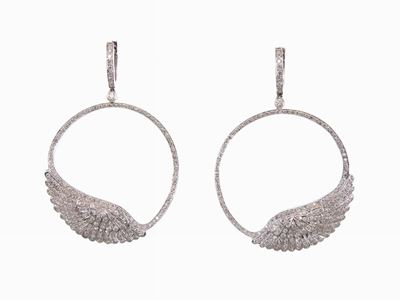 Orecchini Pendenti in Oro Bianco e Diamanti