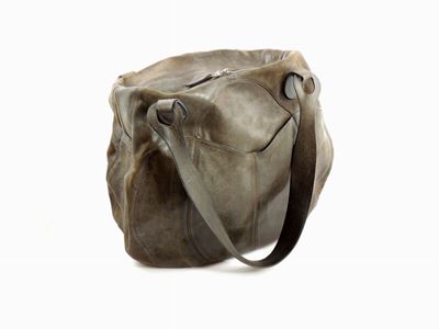 Borsa Hobo a Spalla in Pelle Incerata Color Antracite