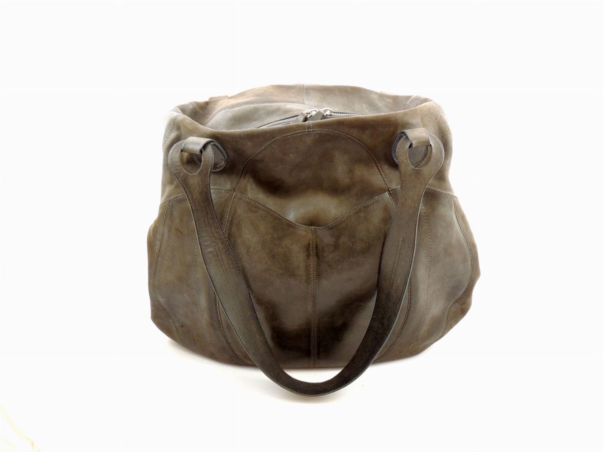 Borsa Hobo a Spalla in Pelle Incerata Color Antracite