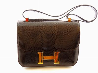 Borsa Constance a Mano e a Tracolla in Rettile Marrone