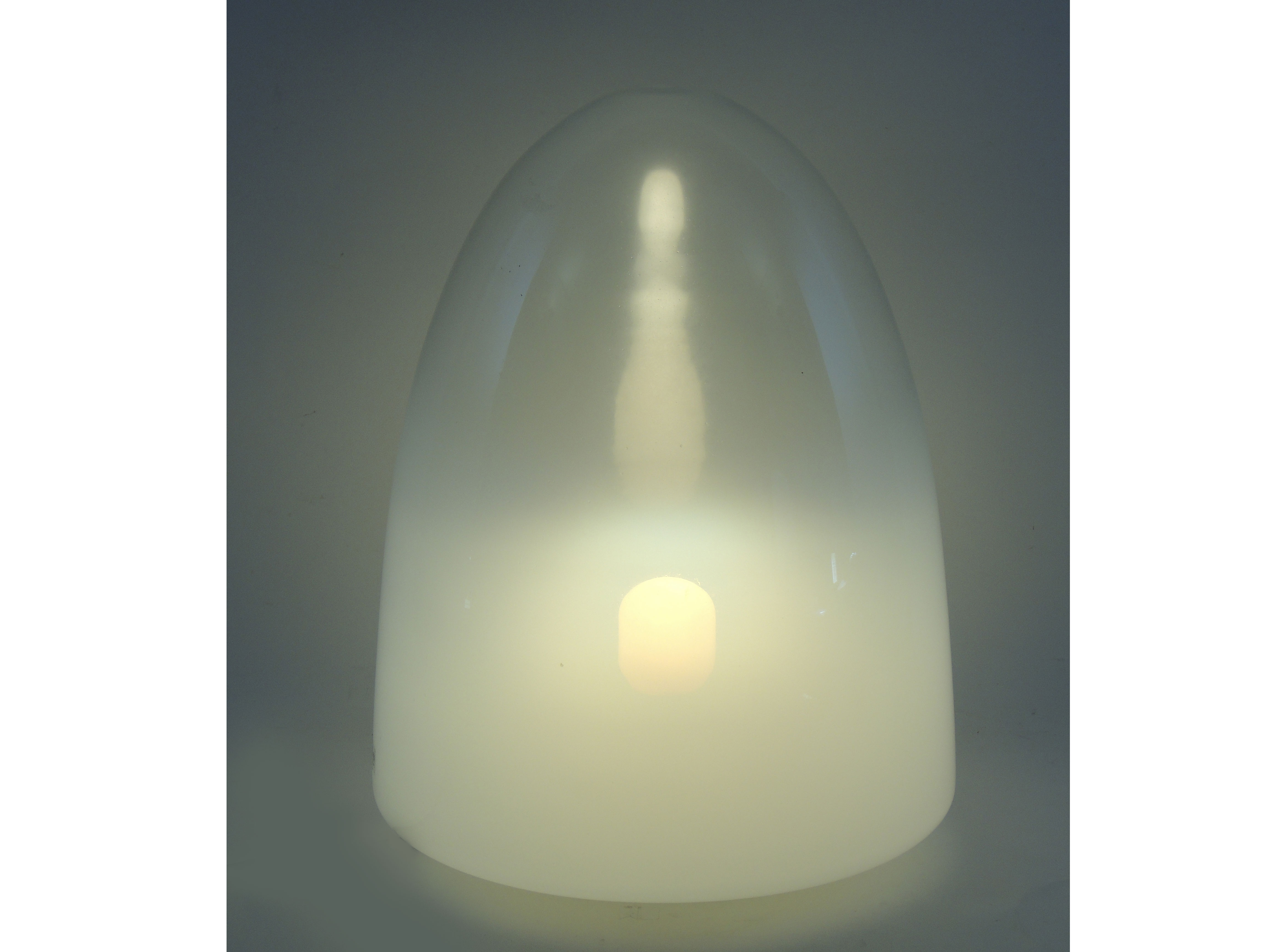 Lume da Tavolo Leucos Murano in Vetro Opalino Bianco Sfumato