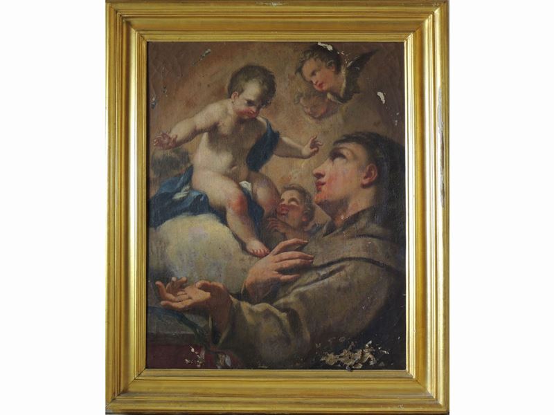 Scuola Veneta del XVIII Secolo - Apparizione di Gesù Bambino a Sant'antonio da Padova