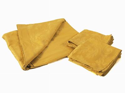 Tovaglia in Cotone Damascato Giallo Oro