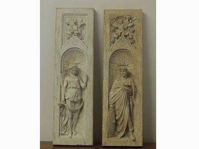 Coppia di Altorilievi in Gesso