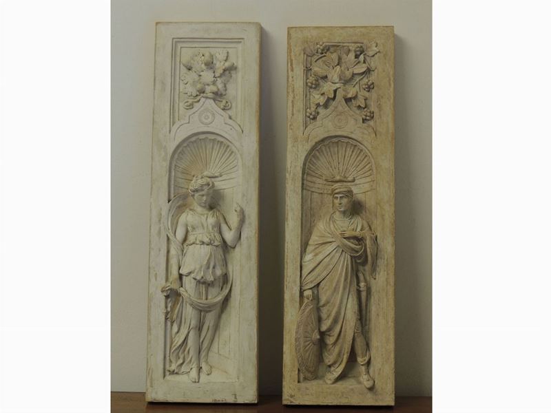 Coppia di Altorilievi in Gesso
