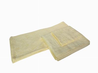 Set per Letto Ad una Piazza e Mezzo in Cotone Damascato Giallo