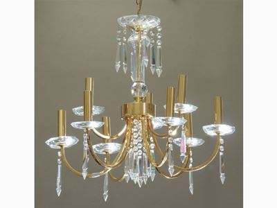 Lampadario Swarovski Strass in Metallo Dorato e Cristallo