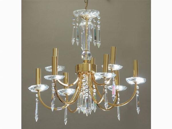 Lampadario Swarovski Strass in metallo dorato e cristallo