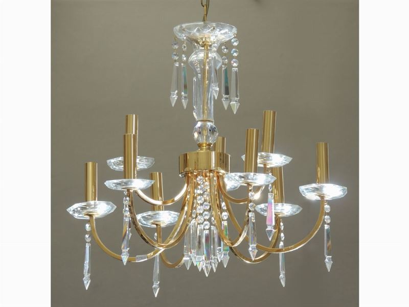 Lampadario Swarovski Strass in Metallo Dorato e Cristallo