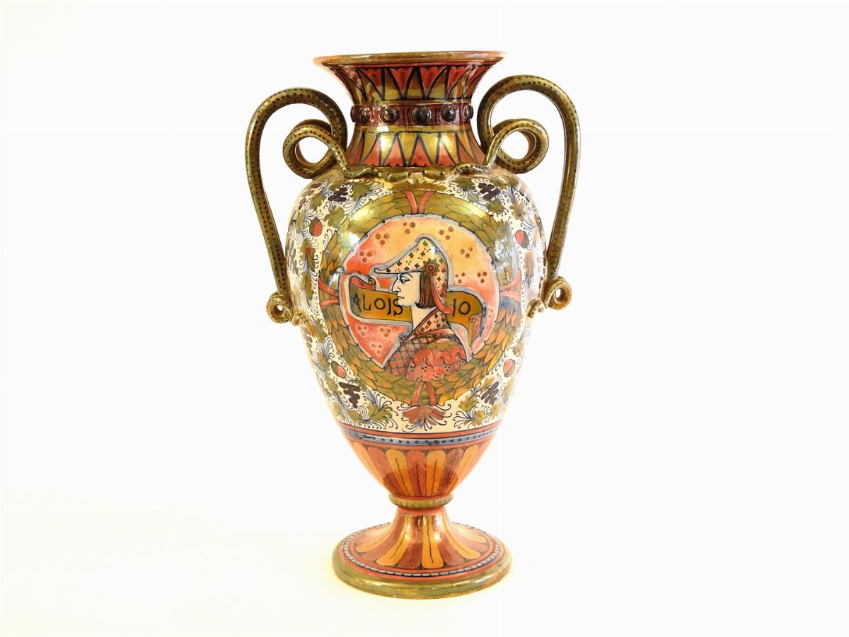 Grande Vaso Ad Anfora in Terracotta Smaltata di Vietri