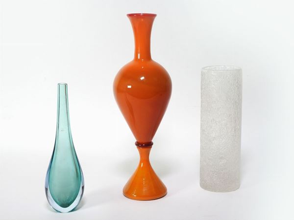 Three blown glass vases