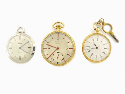 Tre Orologi da Tasca Portex, Supra e Senza Marca in Oro Giallo e Bianco