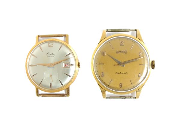 Two yellow gold Eberhard & Co. and Creation Special gentlemen wristwatches