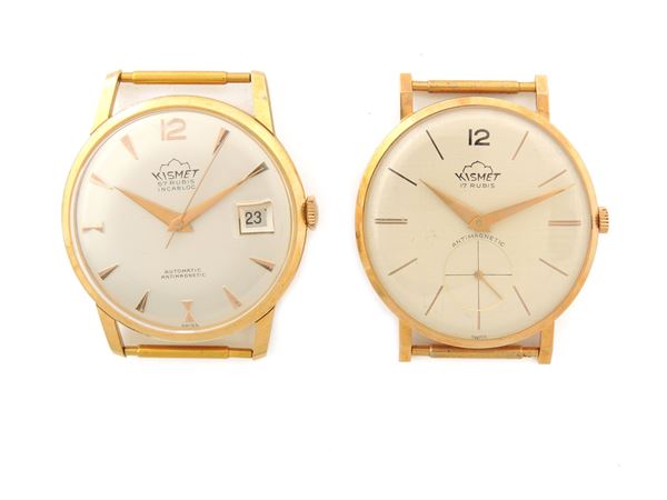 Due orologi da polso per uomo Kismet in oro giallo  (Svizzera, anni Sessanta)  - Asta Orologi - Maison Bibelot - Casa d'Aste Firenze - Milano