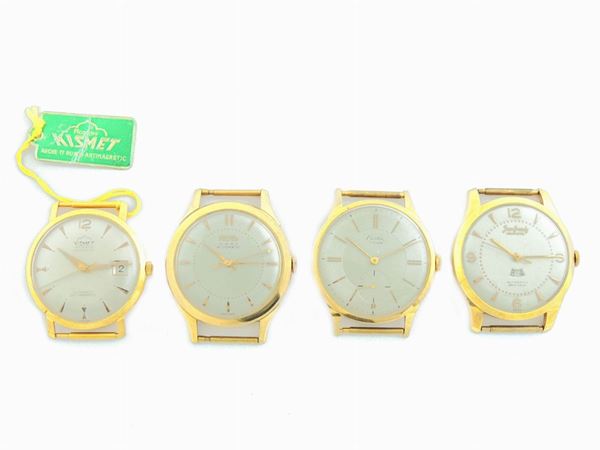 Quattro orologi da polso per uomo Jean Grandi, Fulton, Kismet e Creation in oro giallo