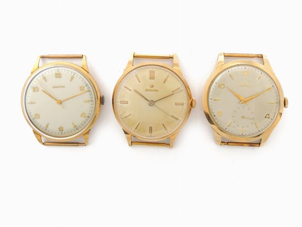 Three yellow gold Zenith gentlemen wristwatches