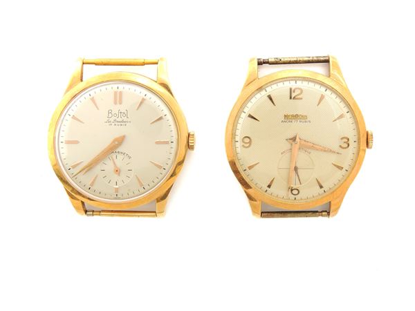 Two yellow gold Bostol and Herodia gentlemen wristwatches
