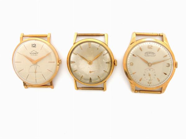 Tre orologi da polso per uomo Ardorextra, Kismet e marca illeggibile in oro giallo