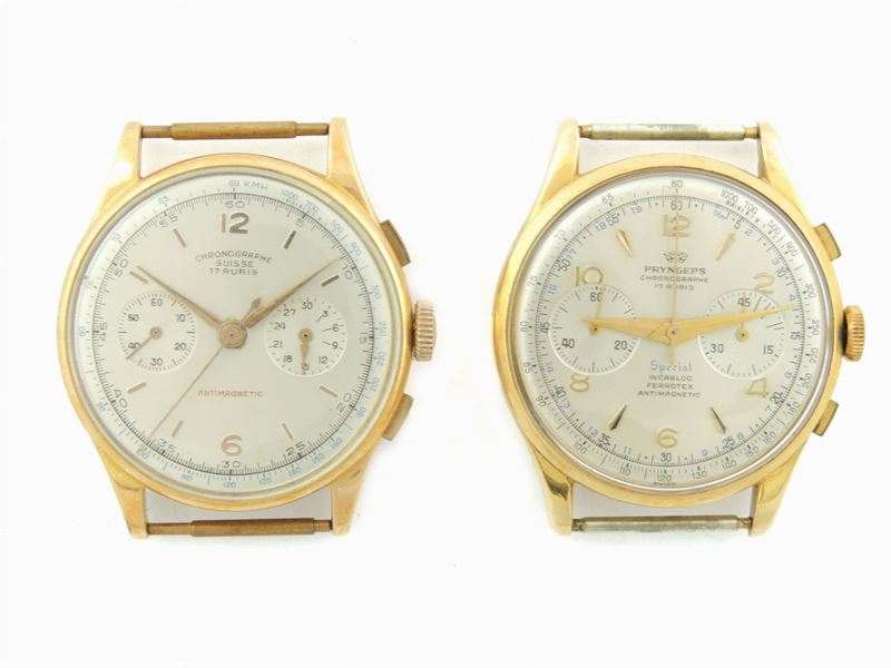 Due Cronografi da Polso per Uomo Pryngeps e Chronographe Suisse in Oro Giallo