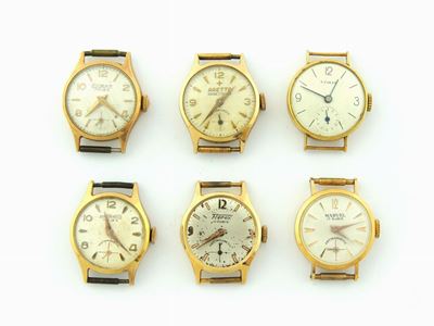 Sei Orologi da Polso per Donna Marvel, Aretta, Sander Watch, Silmar, Veglia, Herex in Oro Giallo