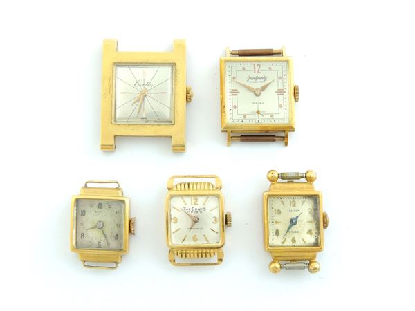 Five yellow gold Election, Jean Grandy, Creation, Beam's, unreadable mark ladies wristwatches