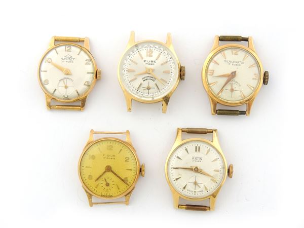 Five yellow gold Elise, Fidius, Kismet, Astin, Sylmar Watch ladies wristwatches  (Switzerland, Sixties)  - Auction Watches - Maison Bibelot - Casa d'Aste Firenze - Milano