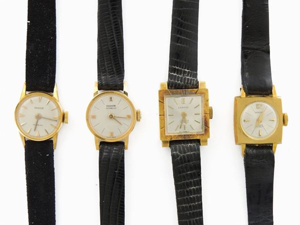 Four yellow gold Teriam ladies wristwatches