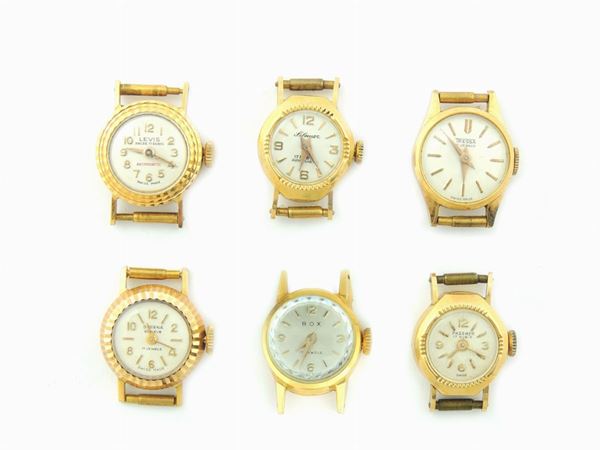 Six yellow gold Passher, Silmar, Levis, Surera, Rox and Tressa ladies wristwatches