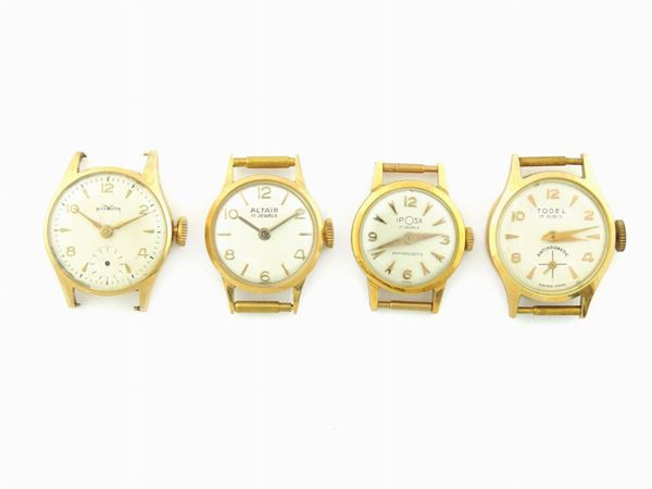 Four yellow gold Todel, Iposa, Nice Watch and Altair ladies wristwatches