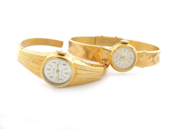 Two yellow gold Geneva Sport and Mithra ladies wristwatches