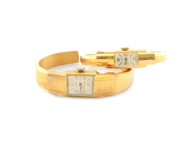 Two yellow gold Acron and Creation ladies wristwatches