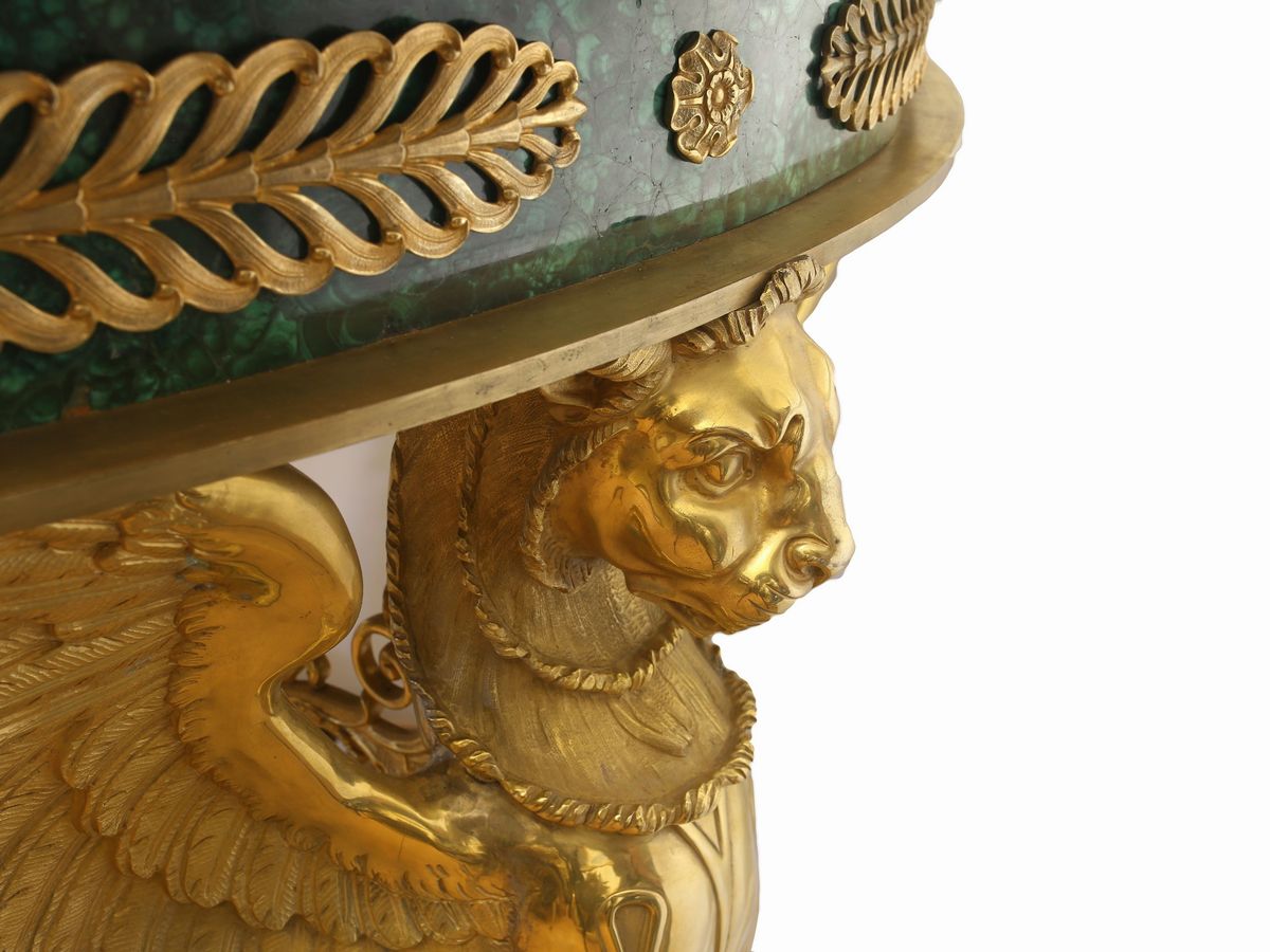 Tavolo da Centro in Malachite e Bronzo Dorato