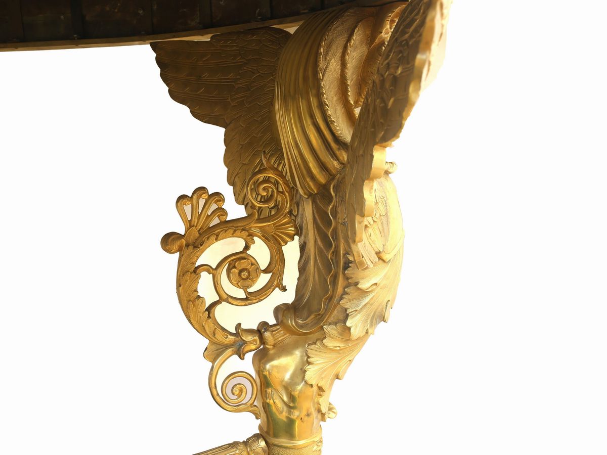 Tavolo da Centro in Malachite e Bronzo Dorato