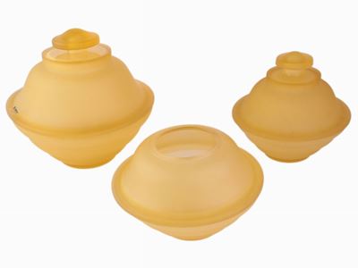 Set da Toilette in Vetro Veart Satinato Color Ambra