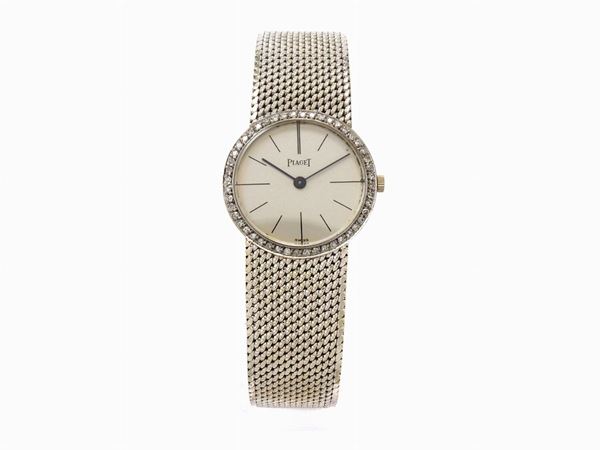 White gold Piaget ladies wristwatch with diamonds