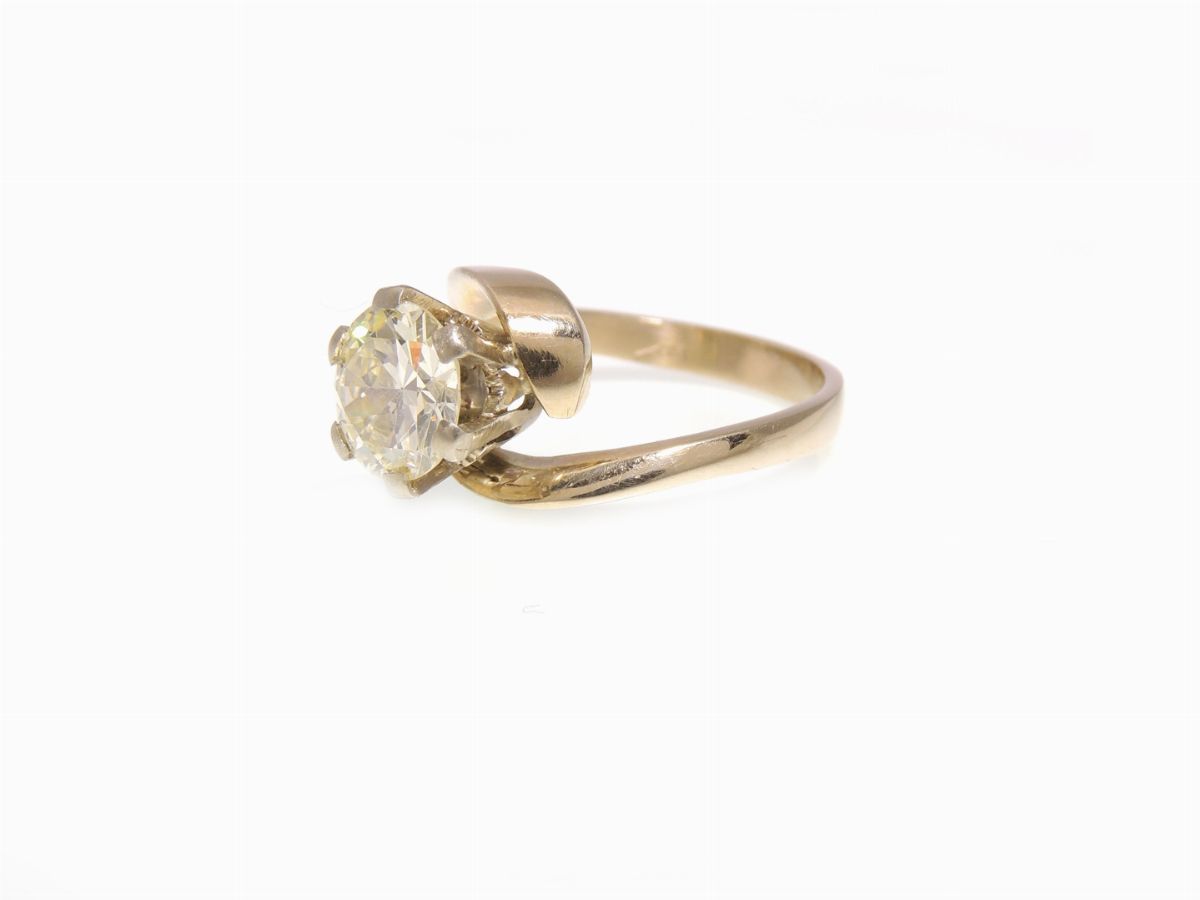 Anello Solitario in Oro Bianco con Diamante