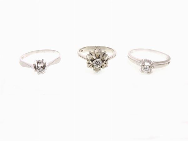 Three white gold diamond rings