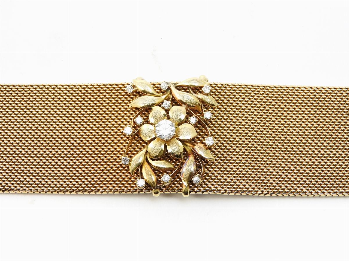 Bracciale in Oro Giallo Marchisio con Piastra Decorativa Applicabile con Diamanti