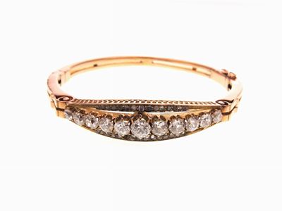 Bracciale Rigido in Oro Giallo 585/1000 con Diamanti