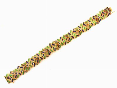 Bracciale in Oro Giallo e Smalti Policromi