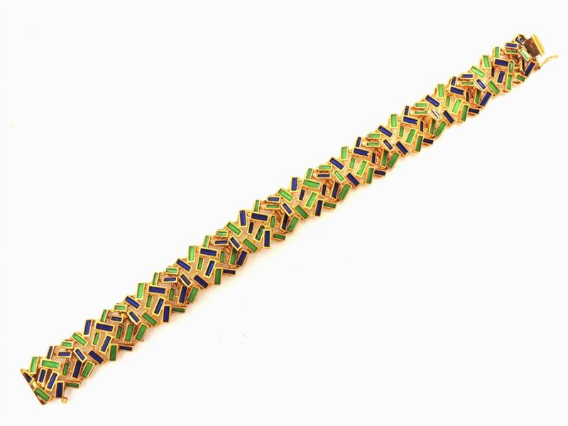 Bracciale in Oro Giallo e Smalti Policromi