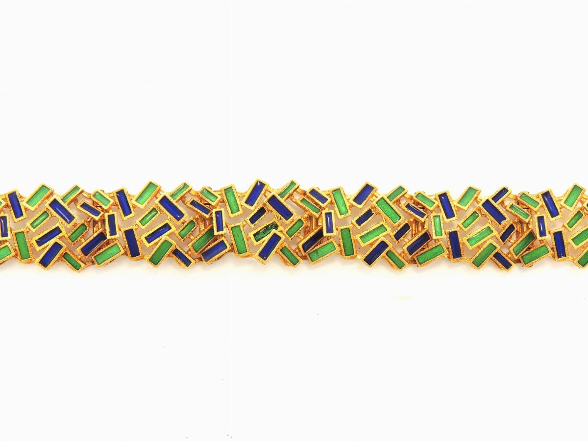 Bracciale in Oro Giallo e Smalti Policromi
